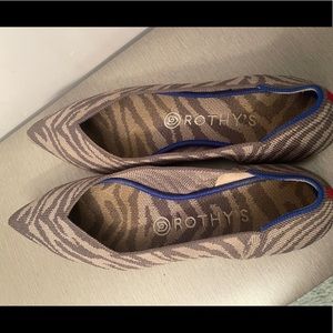 Like new size 8.5 ROTHY’S: The Point, Grey Zebra. Normally 8M but had to size up